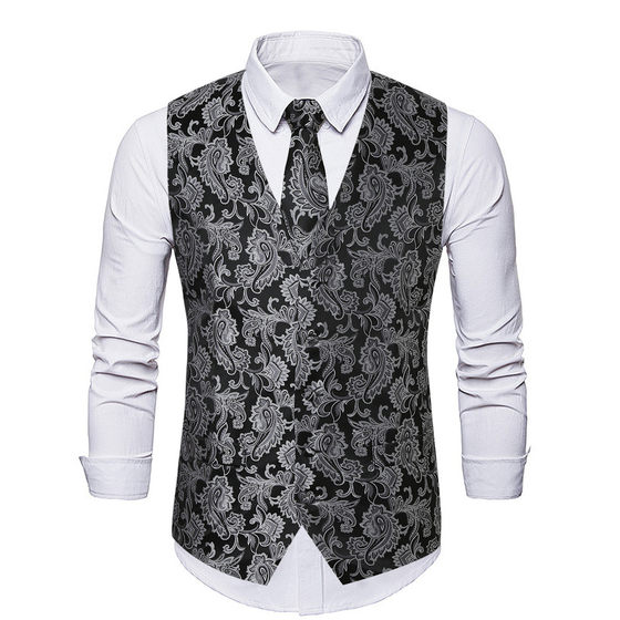 Recommended British mercerized jacquard vest male host performance dress cashew flower vest tie horse clip large size
Recommended British mercerized jacquard vest male host performance dress cashew flower vest tie horse clip large size