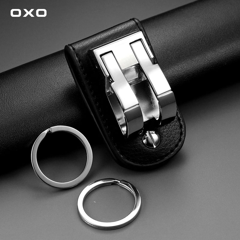oxo 男士腰挂牛皮穿皮带钥匙扣创意汽车钥匙扣挂件钥匙圈礼物刻字