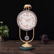 Elephant clock light luxury brass decorative quartz clock ornaments home decorative clock living room desktop silent table clock