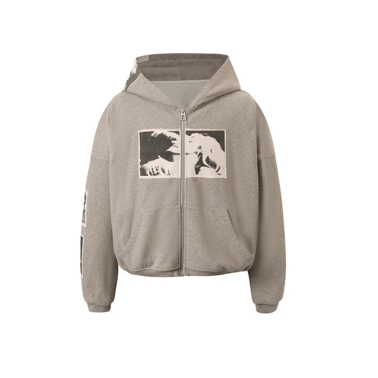 bastard PUNK PRINT APPLIQUE HOODIE 布貼朋克印花水洗拉鍊衛衣 bastard PUNK PRINT APPLIQUE HOODIE 布貼朋克印花水洗拉鍊衛衣