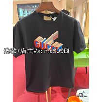 (Deposit) New style contrasting color short-sleeved mens and womens tops with letter print on the chest