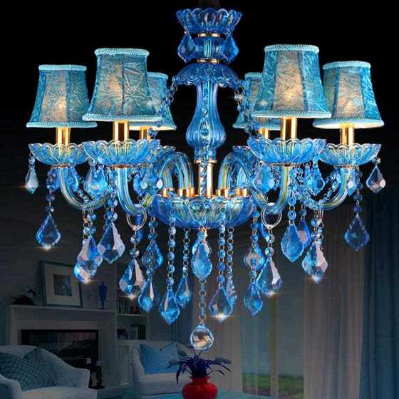 Direct sales new European style blue crystal lamp comic coffee chandeliers Mediterranean art Internet cafe chandeliers clothing store hotel Direct sales new European style blue crystal lamp comic coffee chandeliers Mediterranean art Internet cafe chandeliers clothing store hotel