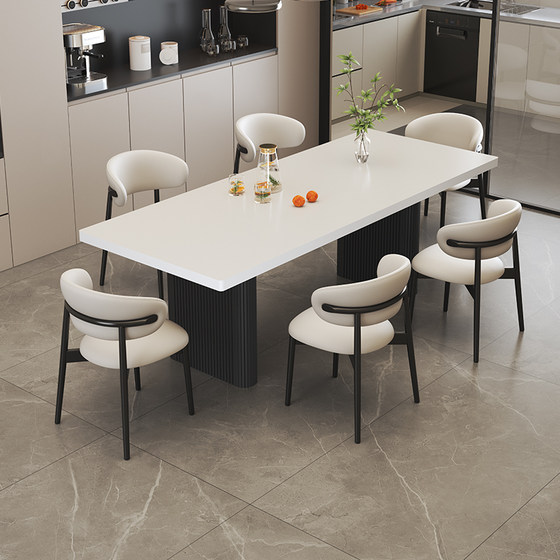 Italian light luxury solid color rock slab dining table and chair combination for home use modern minimalist small apartment rectangular dining table with lower hanging
Italian light luxury solid color rock slab dining table and chair combination for home use modern minimalist small apartment rectangular dining table with lower hanging