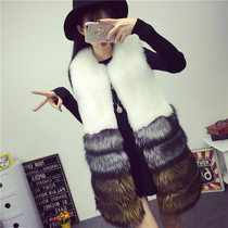 2020 autumn and winter new fur vest womens mid-length imitation fox wool waistcoat horse clip wool vest thin jacket