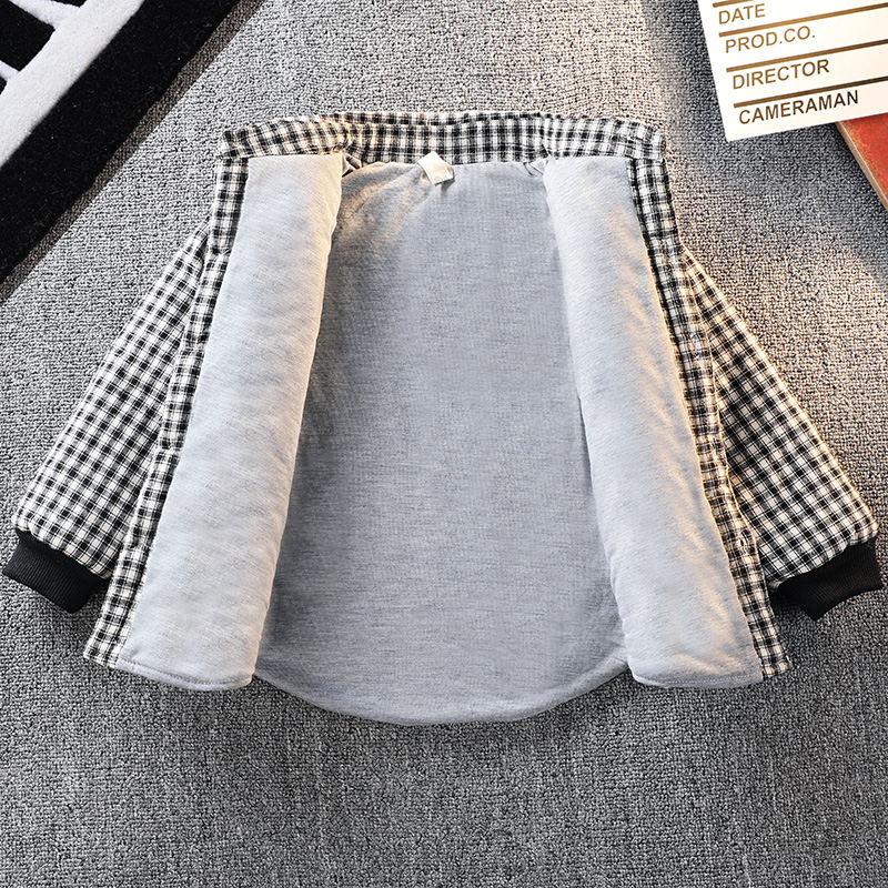 Boys' long-sleeved shirts Autumn 2021 new children's cotton plaid shirts spring and autumn children's foreign atmosphere thick tide