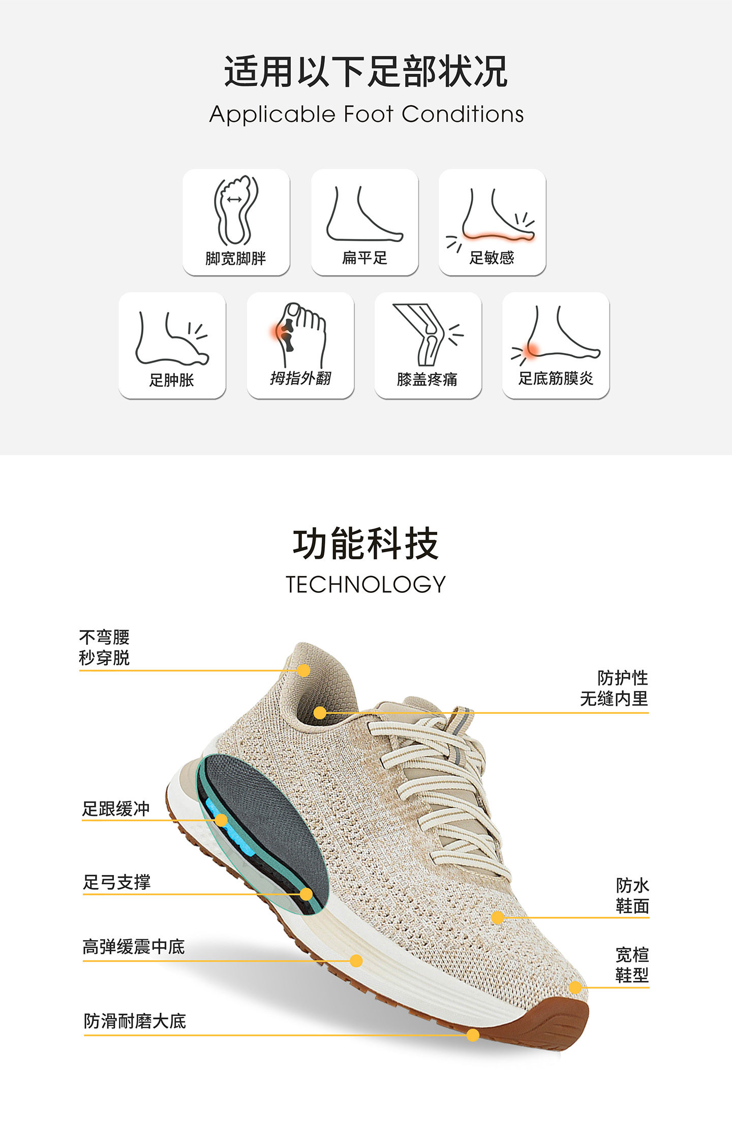 Энергичный обувь orthofeet/奥索菲特孕妇鞋一脚蹬宽楦软底防滑足弓支撑脚浮肿宽松