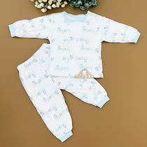 Baby clothes clip cotton suit for baby clothes with baby clothes male and female warm and round collar shoulder opening suit special price