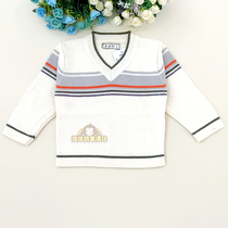 Cardi Bear Special Cabinet male and female child baby V collar sweater spring autumn season striped knit baby blouse single piece