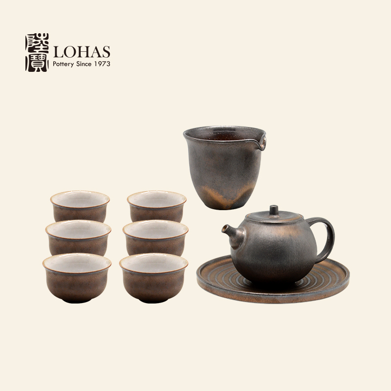 Lupao ceramic tea set undressed ore TaoYan sect meditation variable glaze a pot of'm gold six glasses with pot bearing