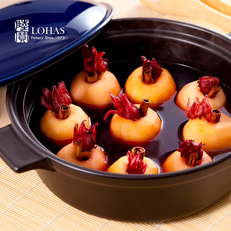 Lupao earthenware lecai side ear Fried sapphire blue fry pan frying pan home cooking pot hot pot soup pot pan 4 l