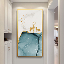 Introduction to the porch decorative painting Nordic lucky deer modern light luxury atmosphere vertical painting aisle corridor decorative murals