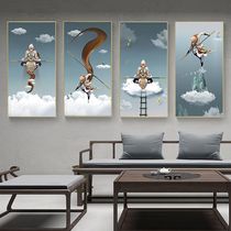 Fighting and winning Buddha Sun Wukong hanging painting new Chinese style entrance decoration painting modern simple corridor aisle vertical version