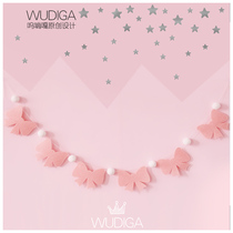 Woo Di Ga original childrens room Kindergarten early education decoration Pull flower hanging bow bunting wall decoration