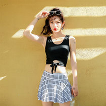 Swimsuit female two-piece split cover belly thin conservative skirt flat corner sexy cute Japanese swimwear ins style