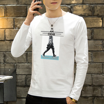 Autumn men long sleeve T-shirt trend Korean version of cotton Tide brand White black body shirt men autumn clothes base shirt