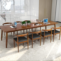 Nordic Wind Solid Wood Meeting Table Long Table Minima Modern Designer Bench Strip Desk Business Large Dining Table