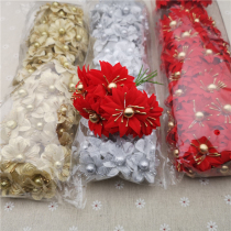 Christmas Emulation Flowers Red Gold Silver Color Fake Flowers Handmade Diy Accessories Floral Ring Material Emulation Floral Supplies