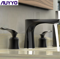 Germany AUYYO all-copper three-hole split hot and cold basin faucet Under-table basin black faucet