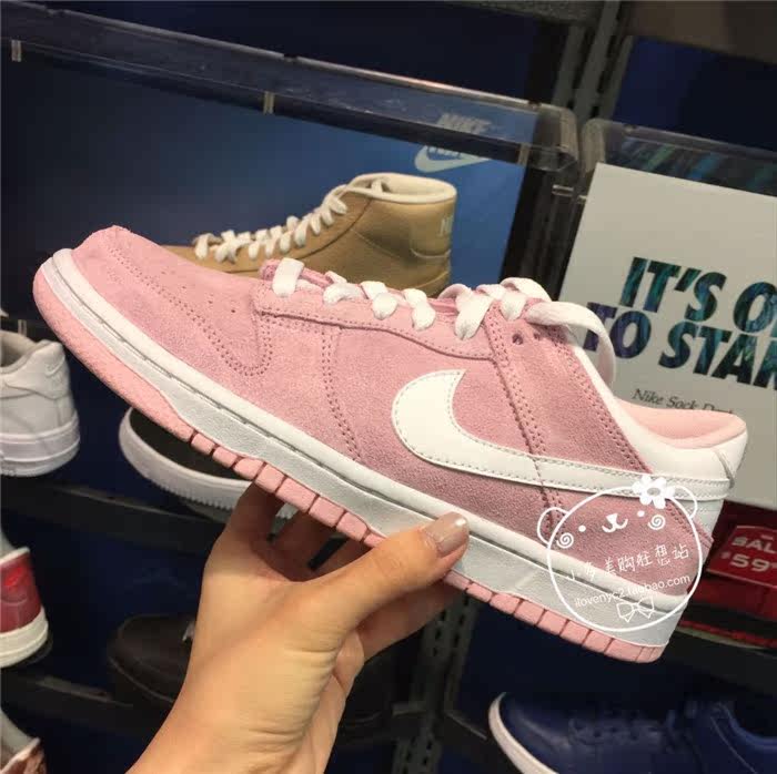 美国直邮 nike af1 空军一号 麂皮粉色低帮板鞋 gs