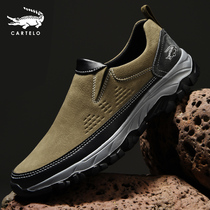 Crocodile Mens Shoes Spring New One Foot Pedal Genuine Leather Sloth Shoes Man 2022 Spring Autumn Mens Soft Bottom Casual Leather Shoes