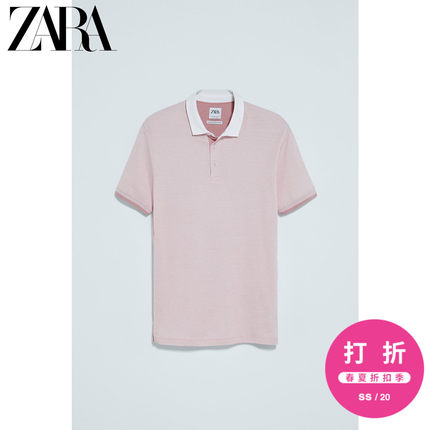 ZARA 男装 拼接纹理短袖 POLO T恤衫 02975400620