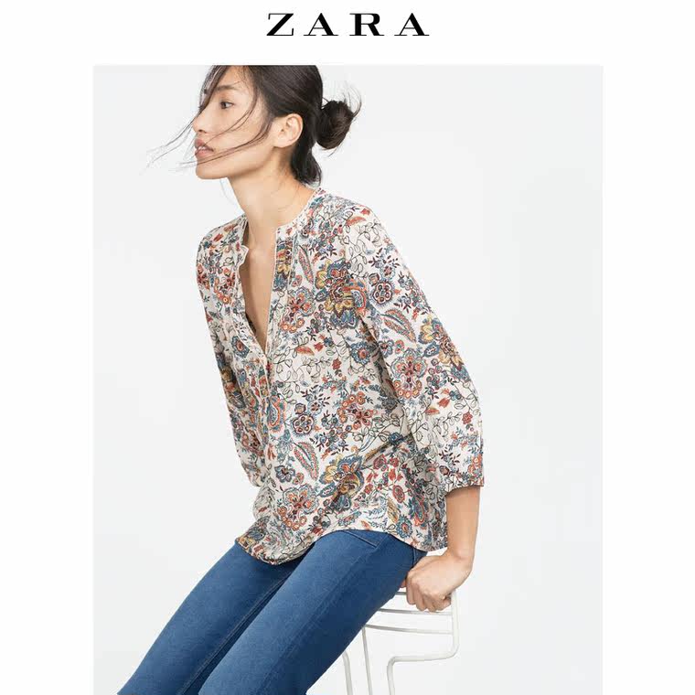 ZARA 女装 印花罩衫 07696068330