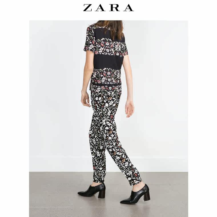 ZARA 女装 花朵印花宽松长裤 07890096084