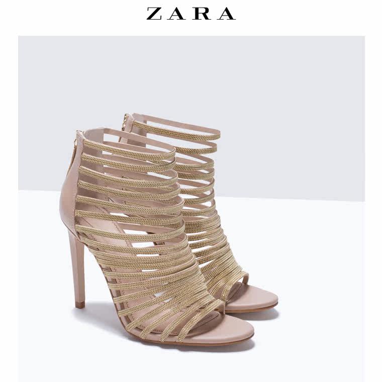 ZARA 女鞋 细带链饰凉鞋 16610001091