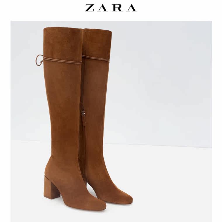 ZARA 女鞋 高跟系带皮靴 16006001113