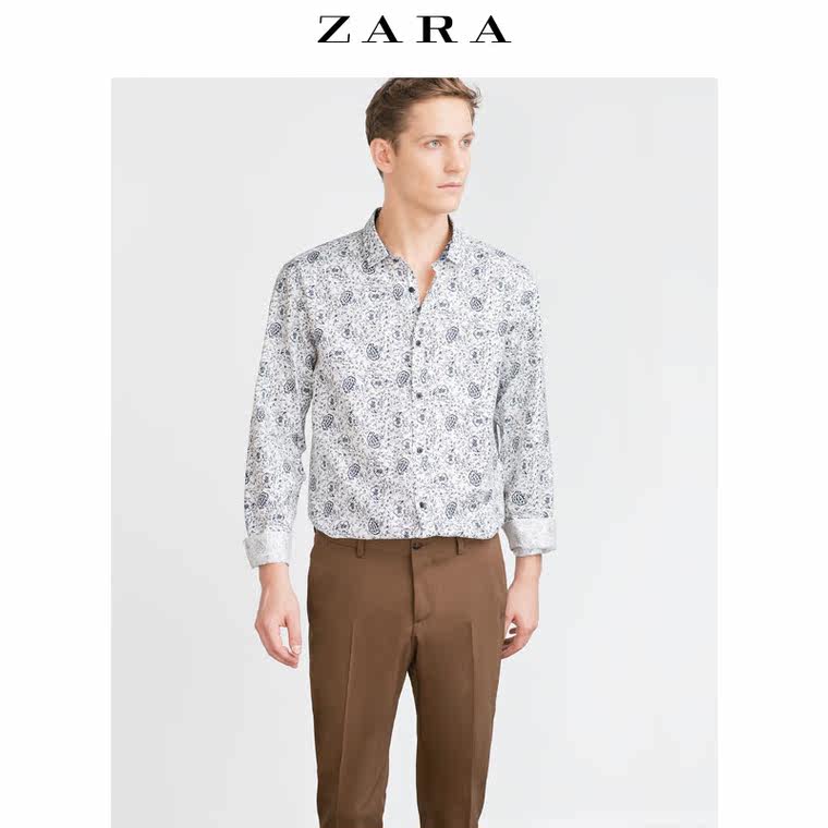 ZARA 男装 印花圆领衬衫 06917331250