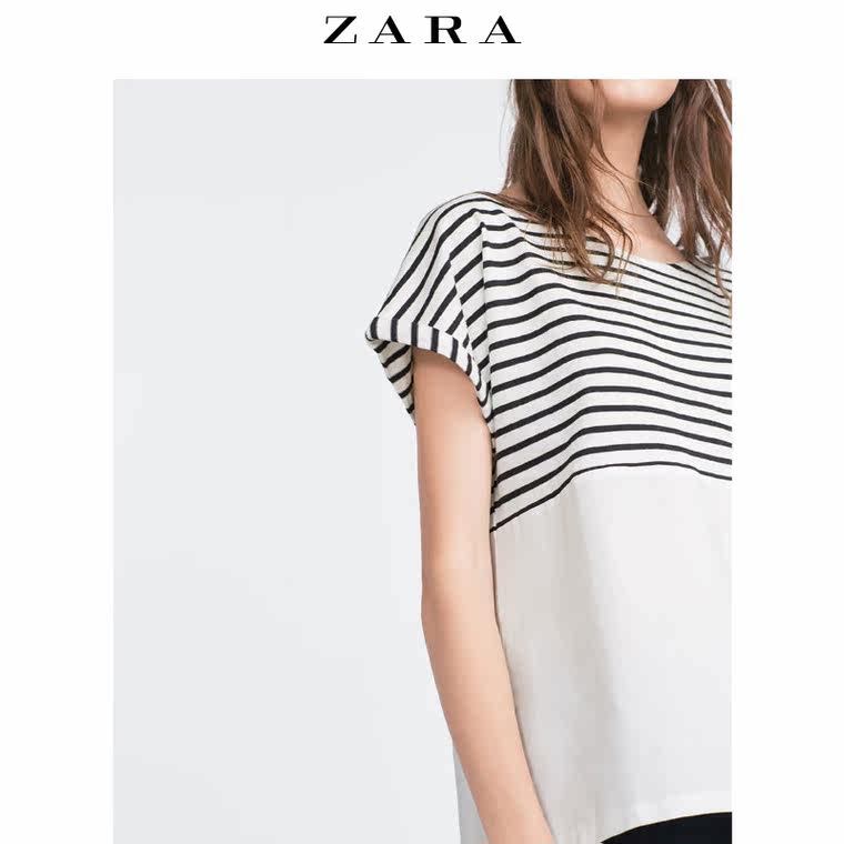 ZARA TRF 女装 条纹府绸 T 恤  00264274104