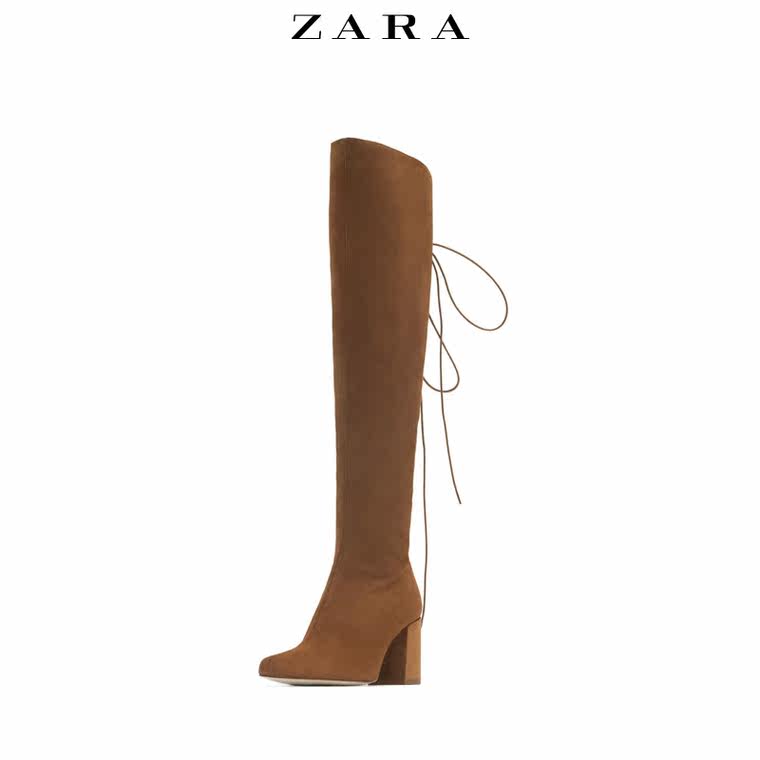 ZARA 女鞋 高跟系带皮靴 16006001113