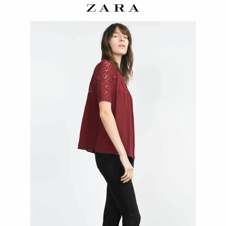 ZARA 女装 蕾丝短上衣 03666157684