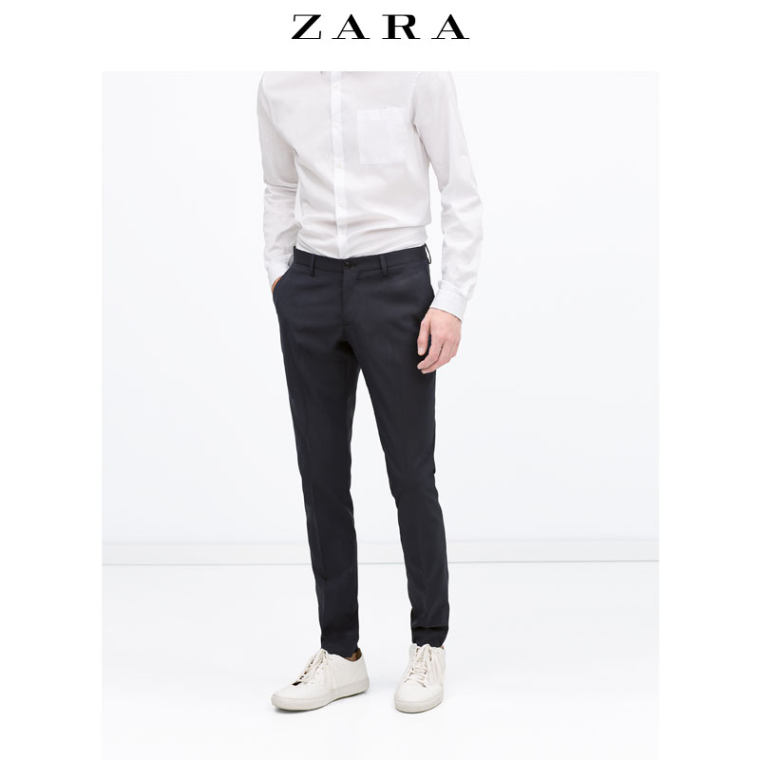 ZARA 男装 海蓝色纹理裤 04223600401