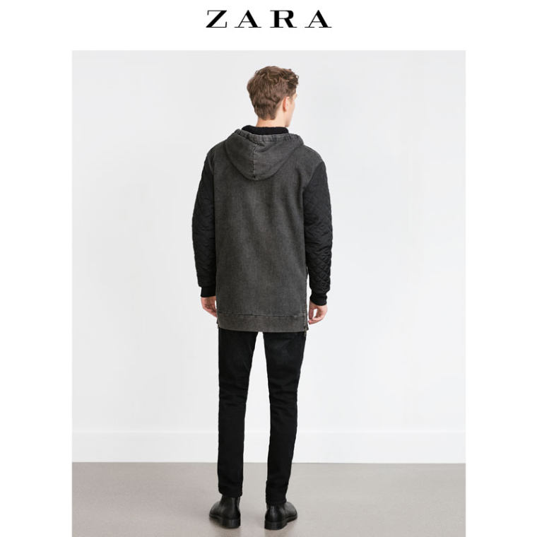 ZARA 男装 牛仔长飞行员夹克 06096390802