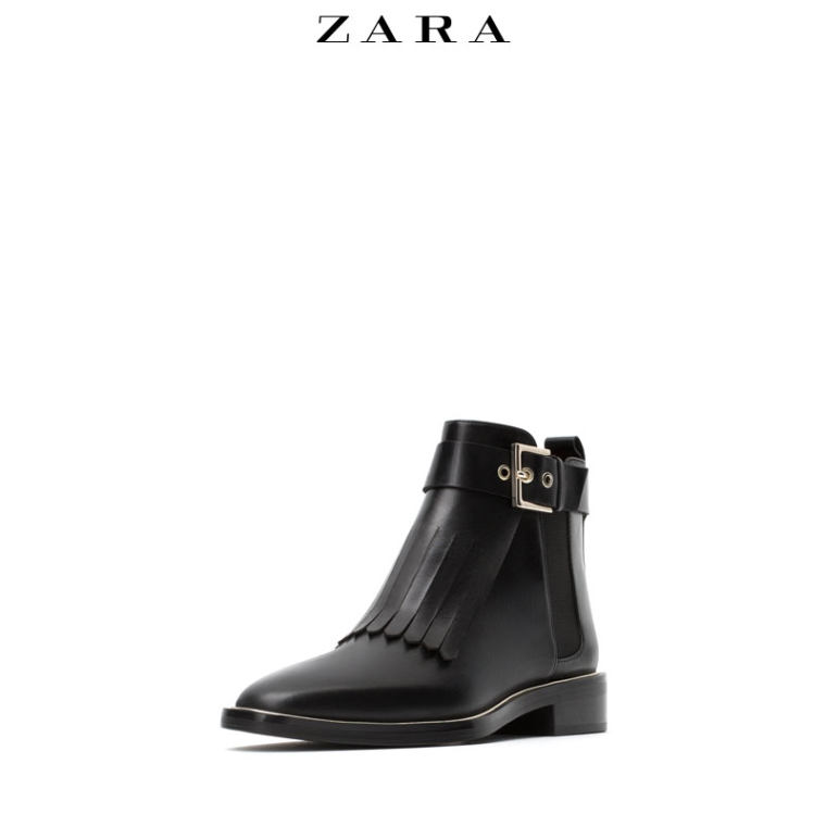 ZARA 女鞋 流苏皮短靴 15159001040