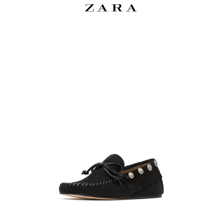 ZARA 女鞋 铆钉饰皮莫卡辛鞋 16436001040