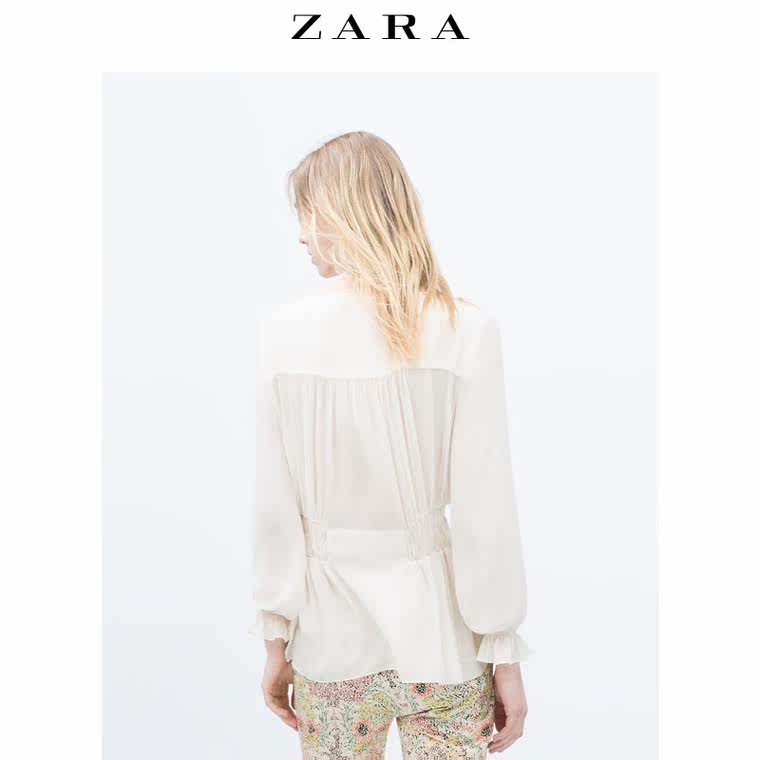 ZARA 女装 凸纹花边围兜前身衬衫 07515098712