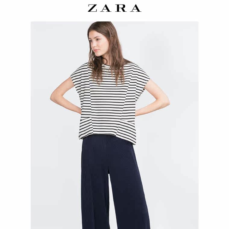 ZARA TRF 女装 双面条纹 T 恤  00264272104