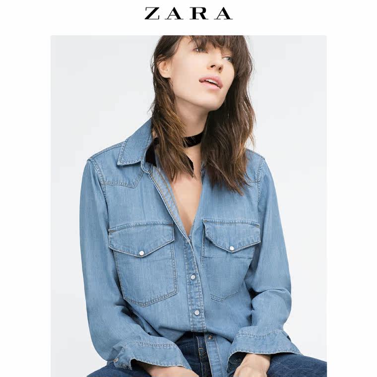 ZARA 女装 丹宁衬衫 07251240400