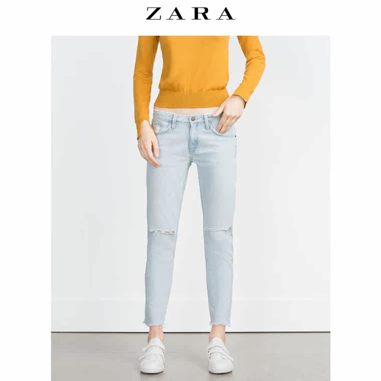 ZARA 女装 漂白牛仔裤 06164163406