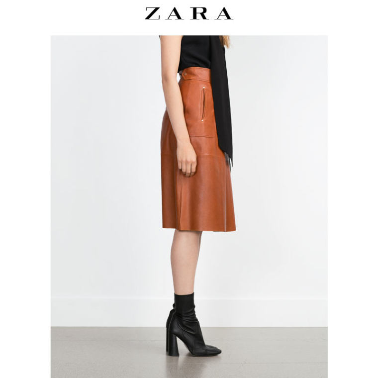 ZARA 女装 真皮短裙 05479044732