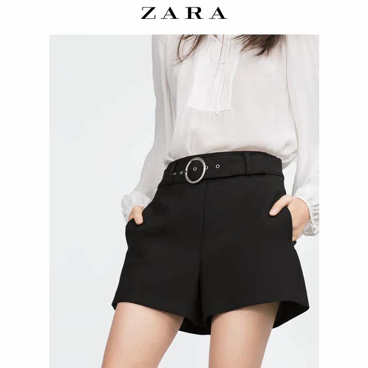 ZARA 女装 含腰带百慕大短裤 04886051800