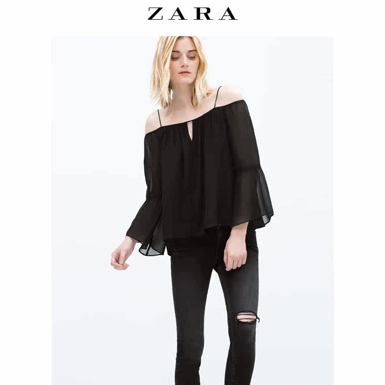 ZARA 女装 膝部剪洞紧身长裤 06164157800