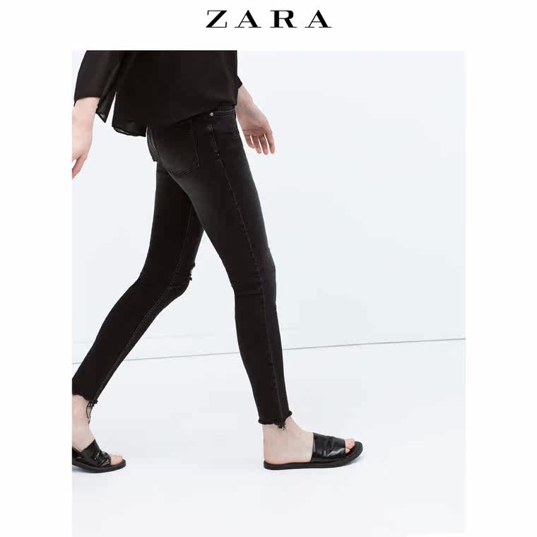 ZARA 女装 膝部剪洞紧身长裤 06164157800