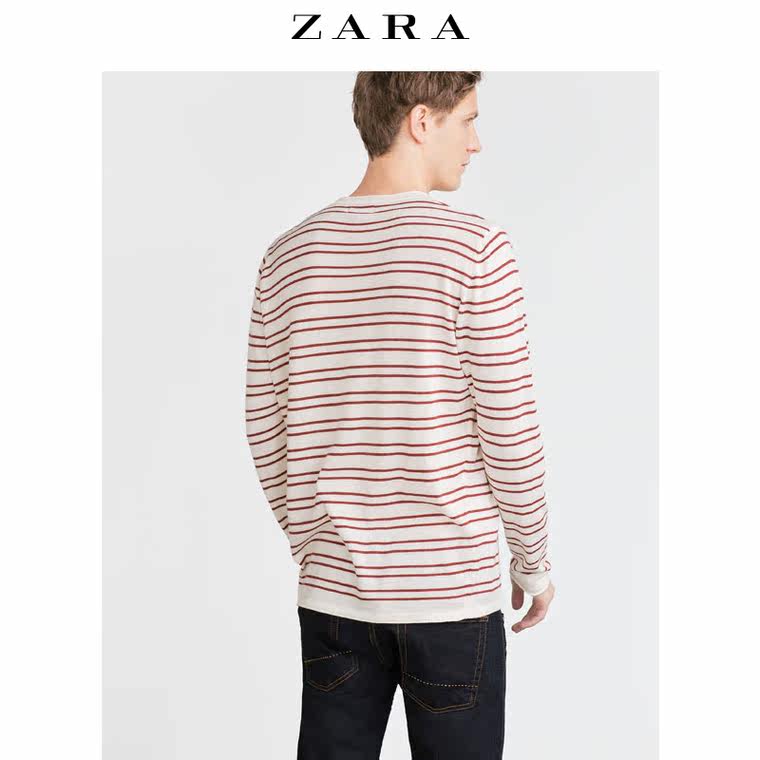 ZARA 男装 局部条纹针织衫 00367334605