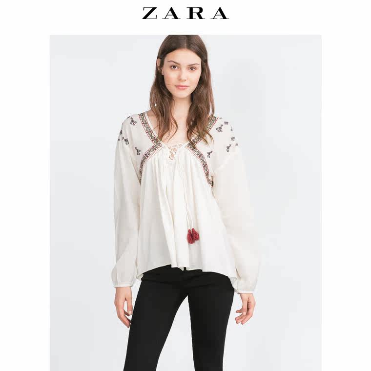 ZARA TRF 女装 刺绣上衣 05598270251