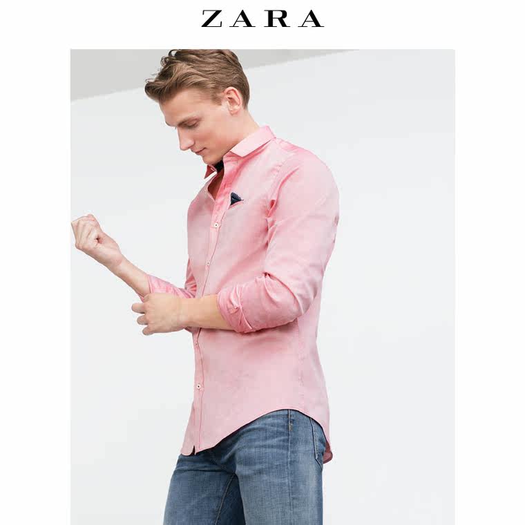 ZARA 男装 印花饰边口袋衬衫 05768424600