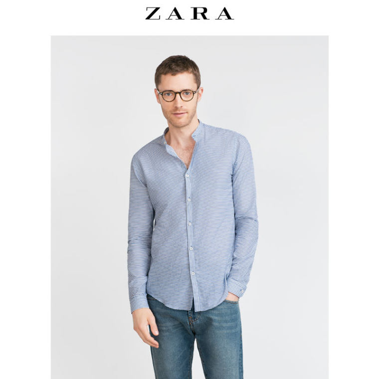 ZARA 男装 横条纹衬衫 00072209400