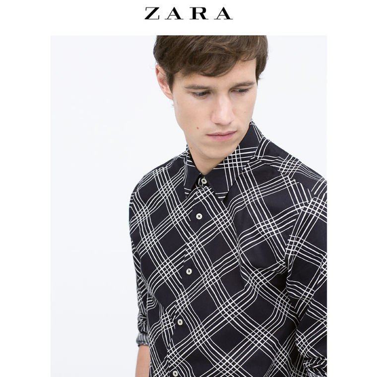 春夏折扣 ZARA 男装 斜格子衬衫 00072252401